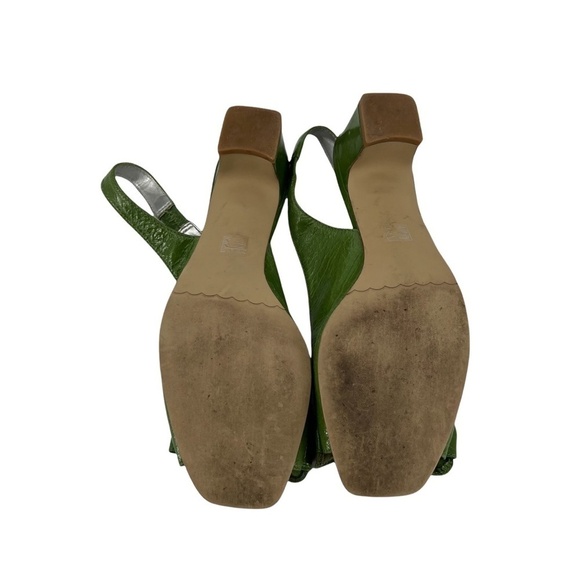 Moda Spana Green Slingback Square Peep Toe Heels Size 6 1/2 Women’s - Picture 7 of 7